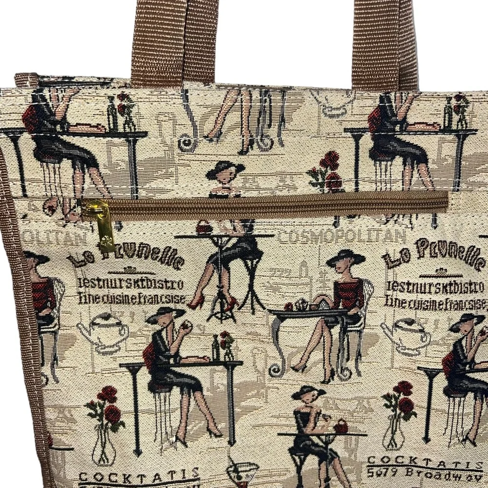 4/$40 Signature Lady Canvas Printed Tapestry Beige Shopping Tote‎ Bag